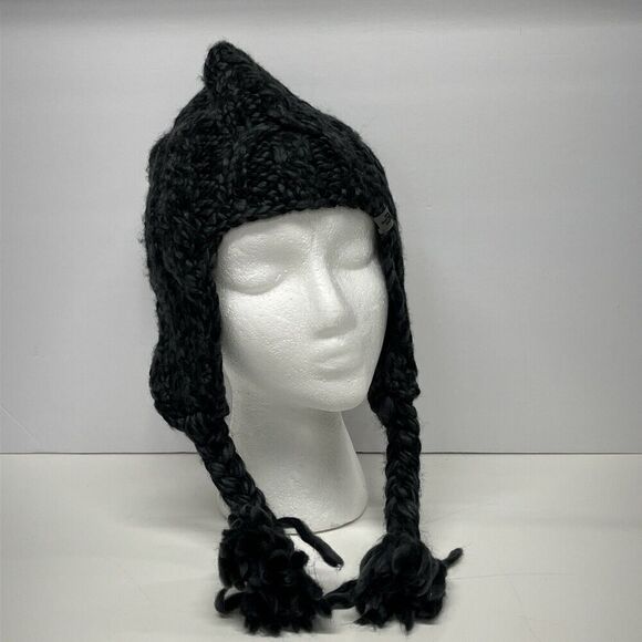 The North Face Women's OS Peruvian Cable Wool Blend Beanie Hat Ski Snow Black - Picture 1 of 8